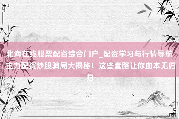 北海在线股票配资综合门户_配资学习与行情导航 主力配资炒股骗局大揭秘！这些套路让你血本无归