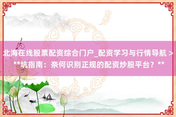 北海在线股票配资综合门户_配资学习与行情导航 > **坑指南：奈何识别正规的配资炒股平台？**